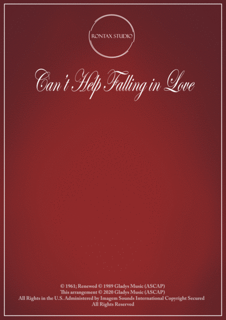 Cant Help Falling In Love Orchestral Arrangement Sheet Music