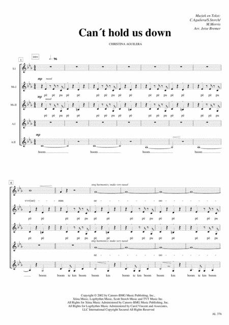 Cant Hold Us Down Ssaaa A Cappella Sheet Music