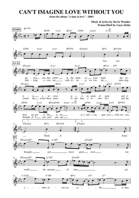 Cant Imagine Love Without You Sheet Music