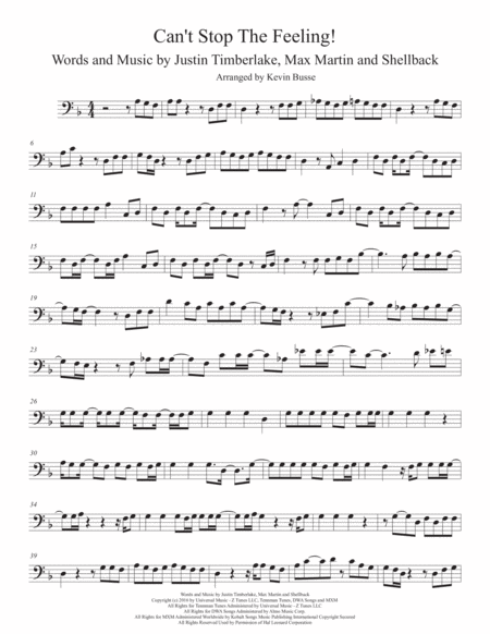 Free Sheet Music Cant Stop The Feeling Cello