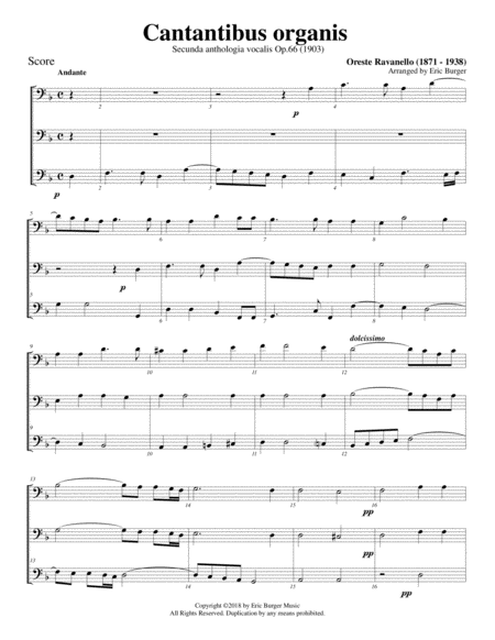 Cantantibus Organis For Trombone Or Low Brass Trio Sheet Music