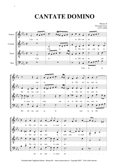 Cantate Domino G Croce For Satb Choir Sheet Music