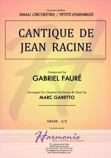 Free Sheet Music Cantique De Jean Racine Gabriel Faure For Clarinet Ensemble