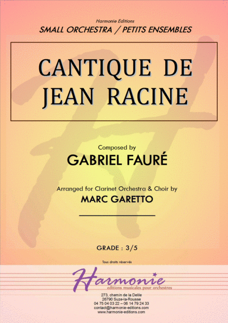 Cantique De Jean Racine Gabriel Faure For Clarinet Ensemble Sheet Music