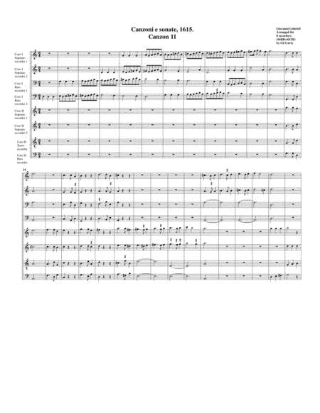 Free Sheet Music Canzon No 11 A8 1615 Arrangement For 8 Recorders