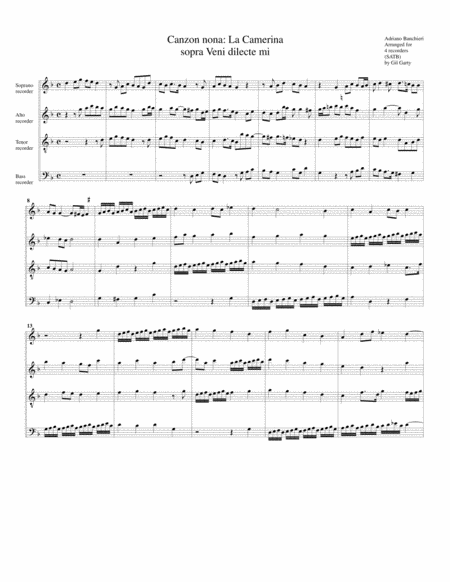 Free Sheet Music Canzon No 9 A4 1596 Arrangement For 4 Recorders