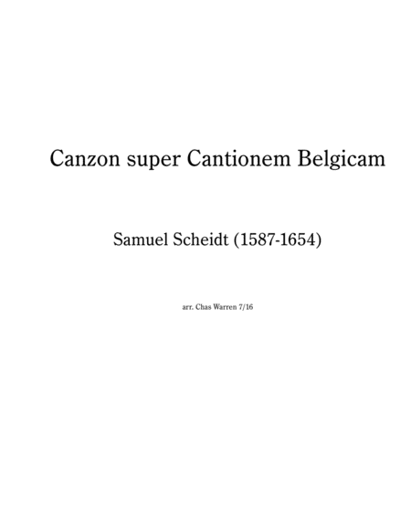 Canzon Super Cantionem Belgicam Samuel Scheidt For Brass Quintet Sheet Music