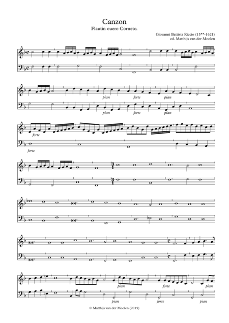 Free Sheet Music Canzon Urtext Modern Clefs