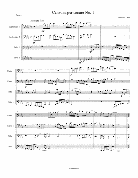 Canzona Per Sonare No 1 For Tuba Quartet Sheet Music