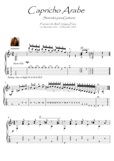 Capricho Arabe By Tarrega Guitar Solo Sheet Music