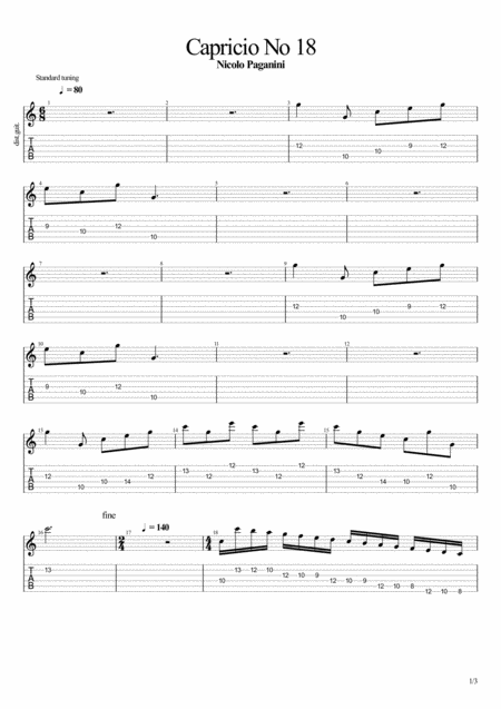 Capricio No 18 Guitar 2 Sheet Music