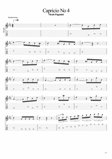 Capricio No 4 Guitar 2 Sheet Music