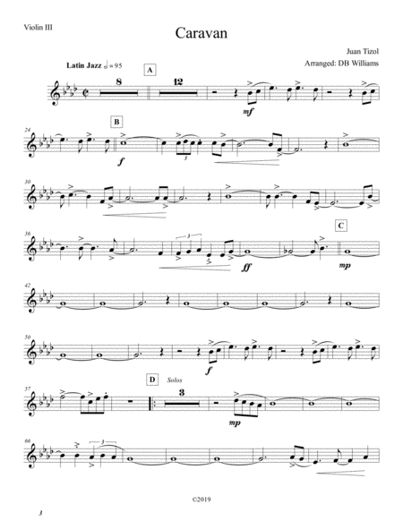 Caravan Violin 3 Sheet Music