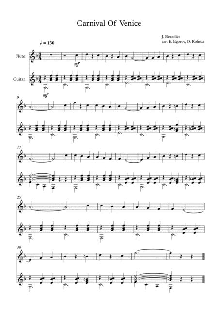 Carnival Of Venice Julius Benedict For Flute Guitar Sheet Music