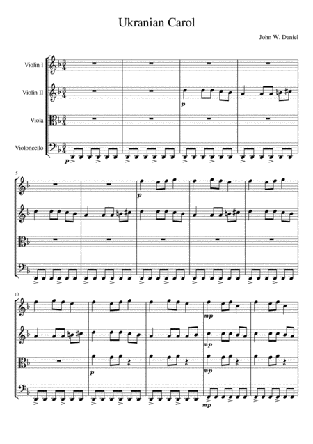 Carol Of Bells Ukrainian Carol Sheet Music