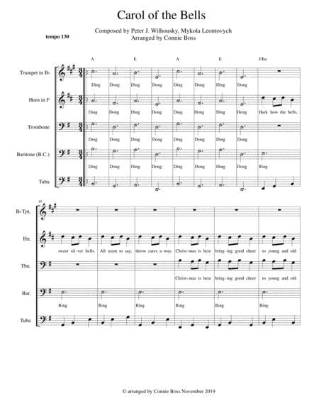 Carol Of The Bells Brass Ensemble Sheet Music