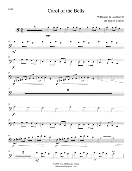 Carol Of The Bells Cello W Piano Accomp Sheet Music