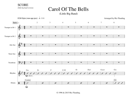 Free Sheet Music Carol Of The Bells Jazz Band