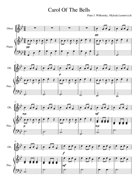 Free Sheet Music Carol Of The Bells Oboe Solo
