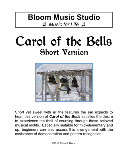 Carol Of The Bells Short Version For Keys Sheet Music