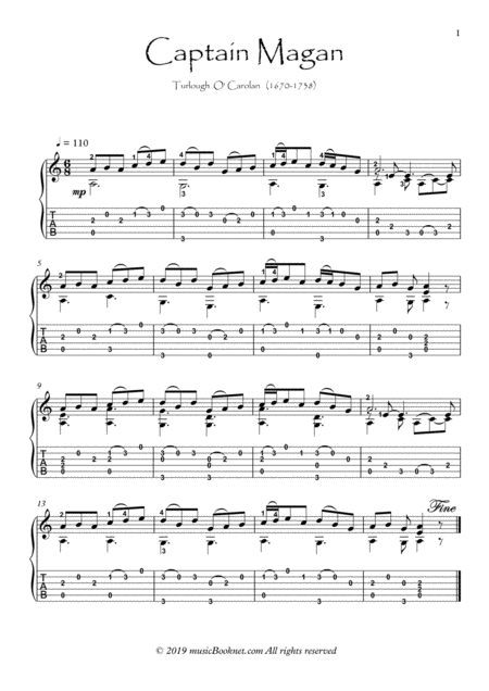 Carolan Captain Magan Guitar Solo Sheet Music