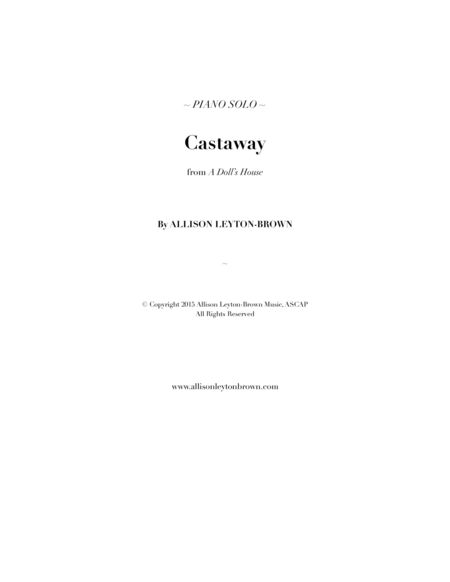 Castaway Evocative Piano Solo By Allison Leyton Brown Sheet Music