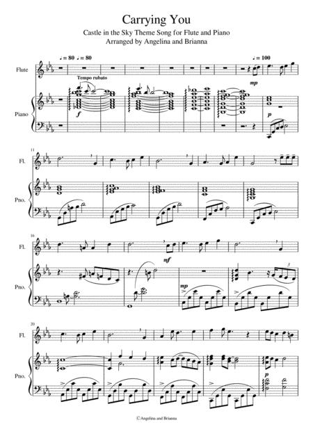 Castle In The Sky Laputa Theme Song Carrying You For Flute And Piano Duet Sheet Music