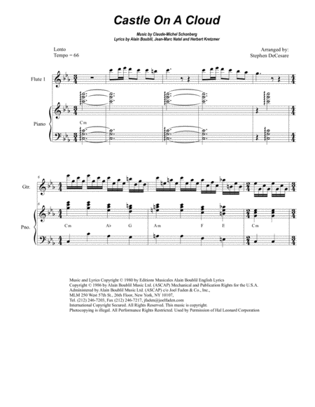 Castle On A Cloud For Flute Choir Sheet Music