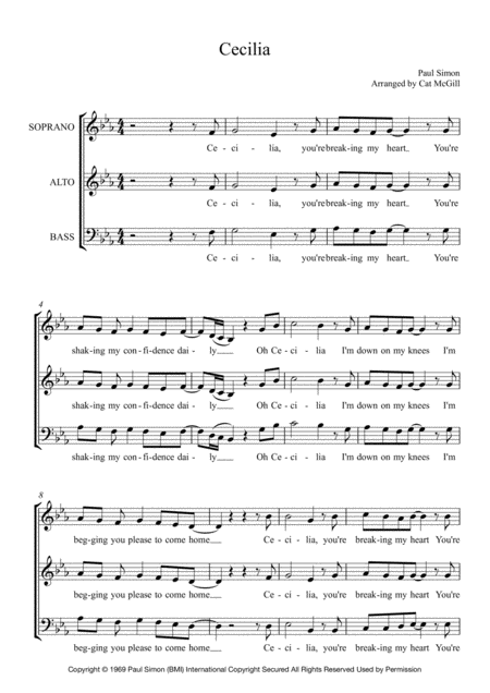 Cecilia Arranged For A Cappella Community Choir Sheet Music