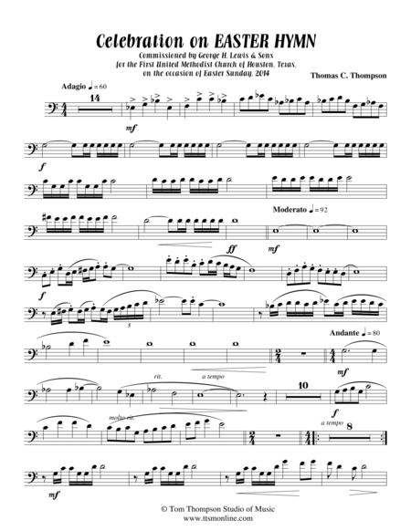 Celebration On Easter Hymn Trombone 1 Score Sheet Music