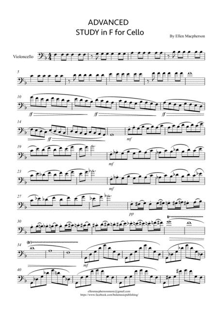 Free Sheet Music Cello Advanced Study In F