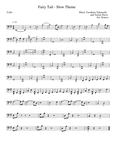 Cello Part To Trio On Fairy Tail Theme From Fairy Tail Sheet Music