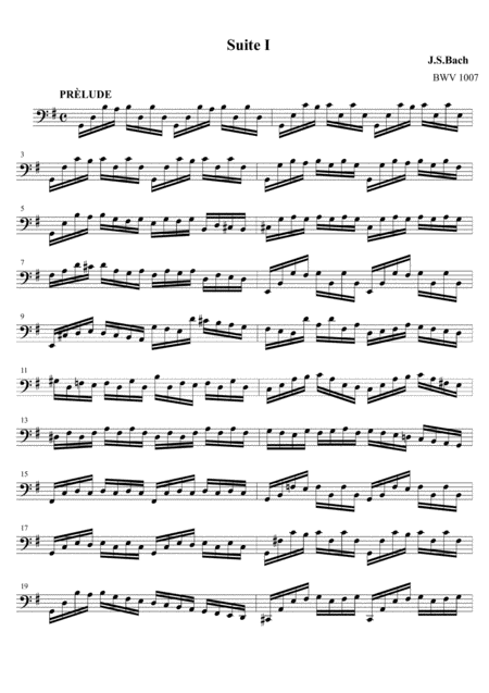 Cello Suite No 1 In G Major Sheet Music