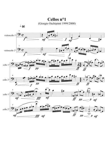 Free Sheet Music Cellos N 1