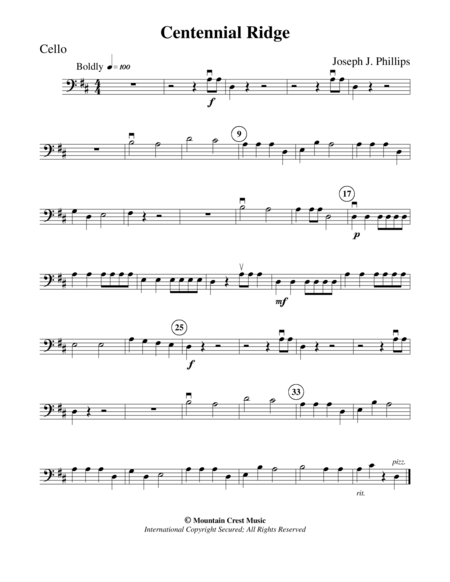 Centennial Ridge Cello Part Sheet Music