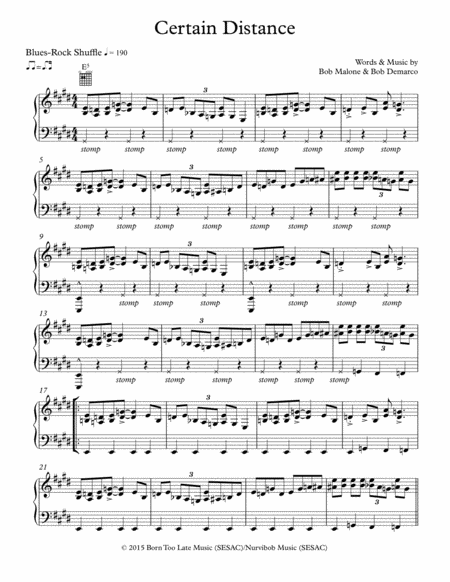 Free Sheet Music Certain Distance