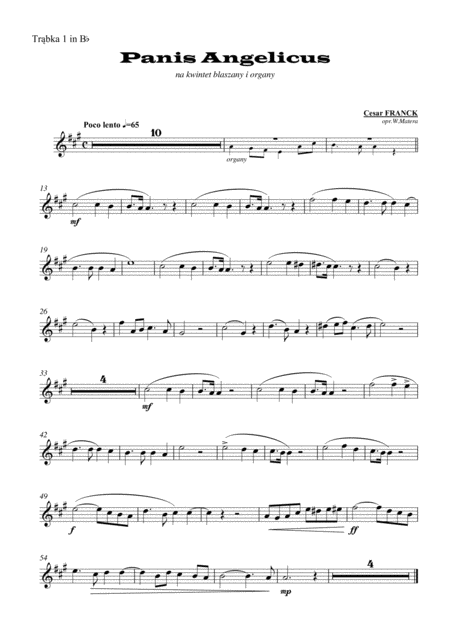 Cesar Franck Panis Angelicus For Brass Quintet And Organ Sheet Music