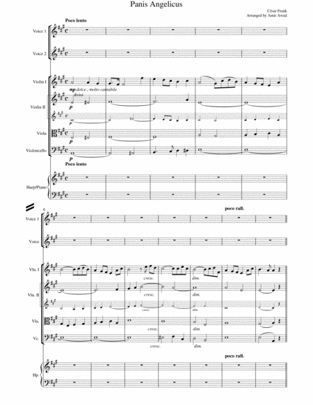 Free Sheet Music Cesar Frank Panis Angelicus For 2 Voices And String Orchestra With Piano Or Harp In A