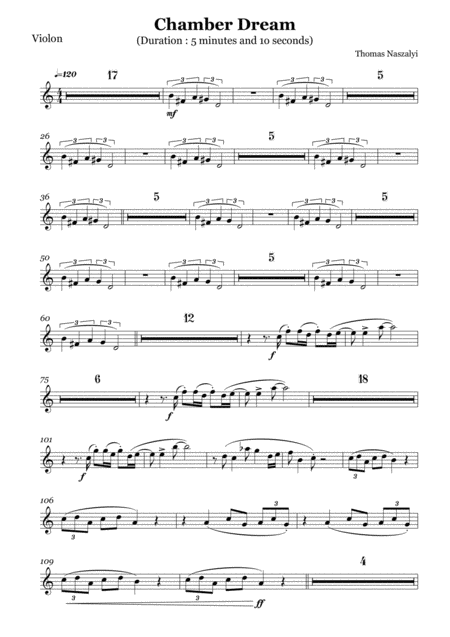 Chamber Dream Violin Part Sheet Music