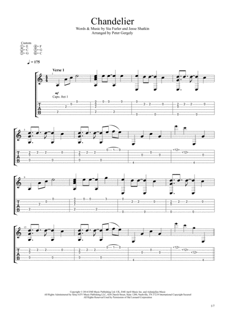 Chandelier Fingerstyle Guitar Sheet Music