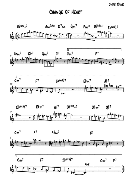 Change Of Heart Sheet Music