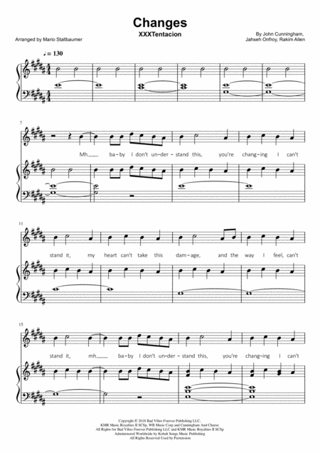 Changes Xxxtentacion Sheet Music