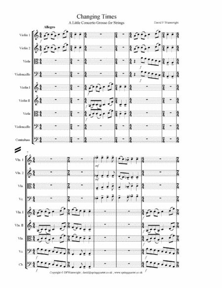 Changing Times For String Quartet And String Orchestra Score Parts And Mp3 Sheet Music