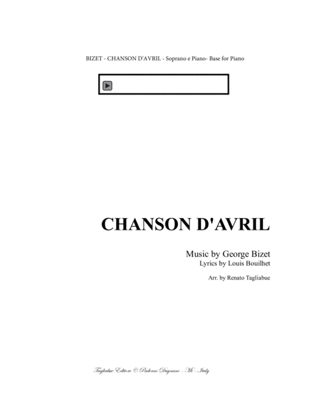 Chanson D Avril Bizet For Soprano E Piano In F With Musical Base For Piano Mp3 Embedded In Pdf File Sheet Music