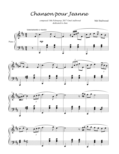 Free Sheet Music Chanson Pour Jeanne