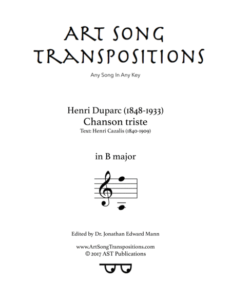 Chanson Triste B Major Sheet Music