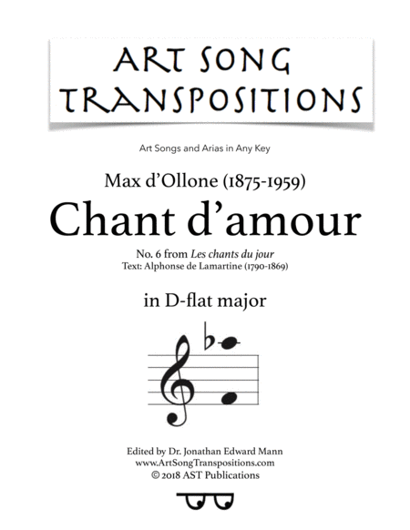 Free Sheet Music Chant D Amour D Flat Major