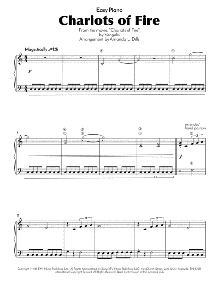 Chariots Of Fire Easy Piano Sheet Music