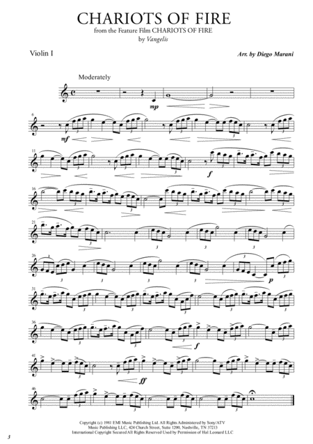 Chariots Of Fire From The Feature Film Chariots Of Fire For String Quartet Sheet Music