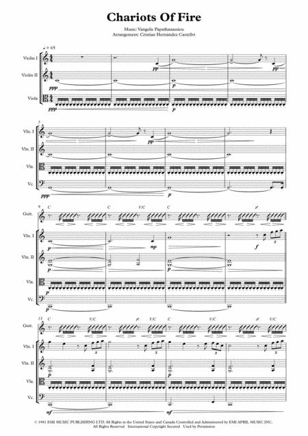 Chariots Of Fire String Quartet Guitar Sheet Music